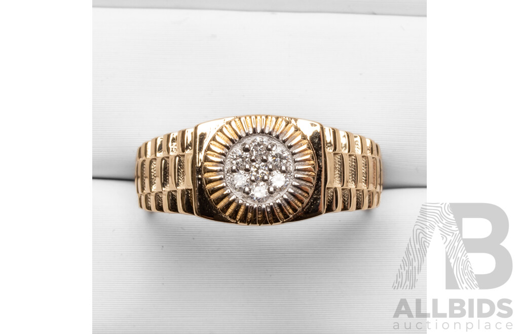 9ct Yellow Gold Natural Diamond Ring with IGI Valuation - Size N.5