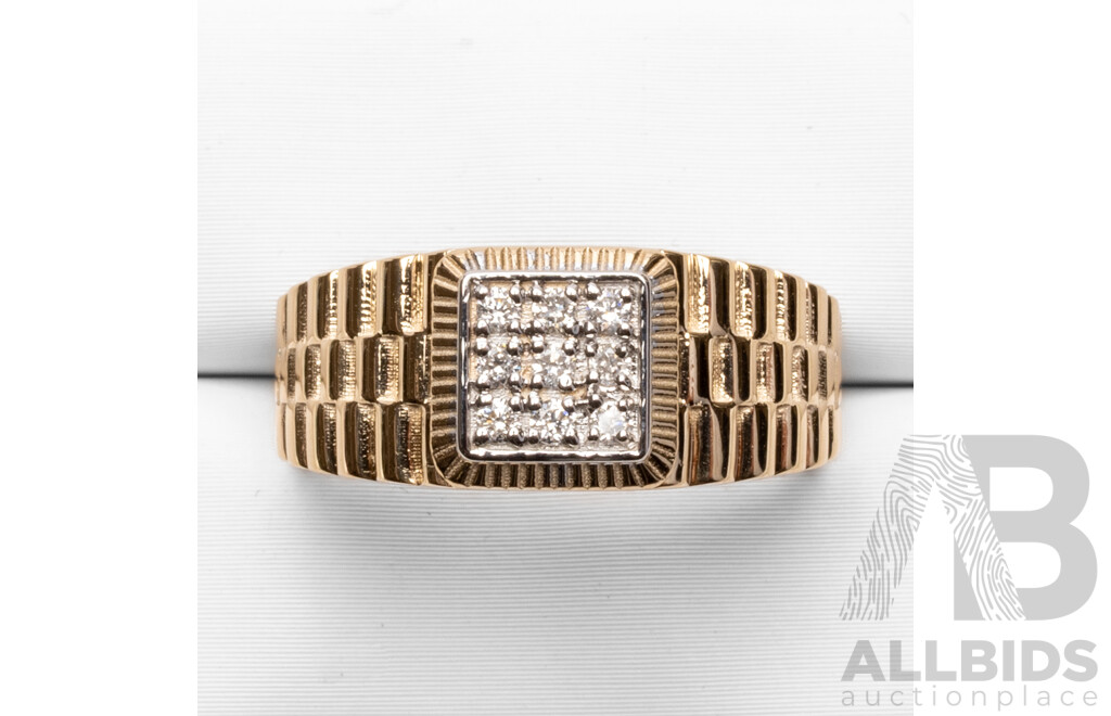 9ct Yellow Gold Natural Diamond Ring with IGI Valuation - Size N.5