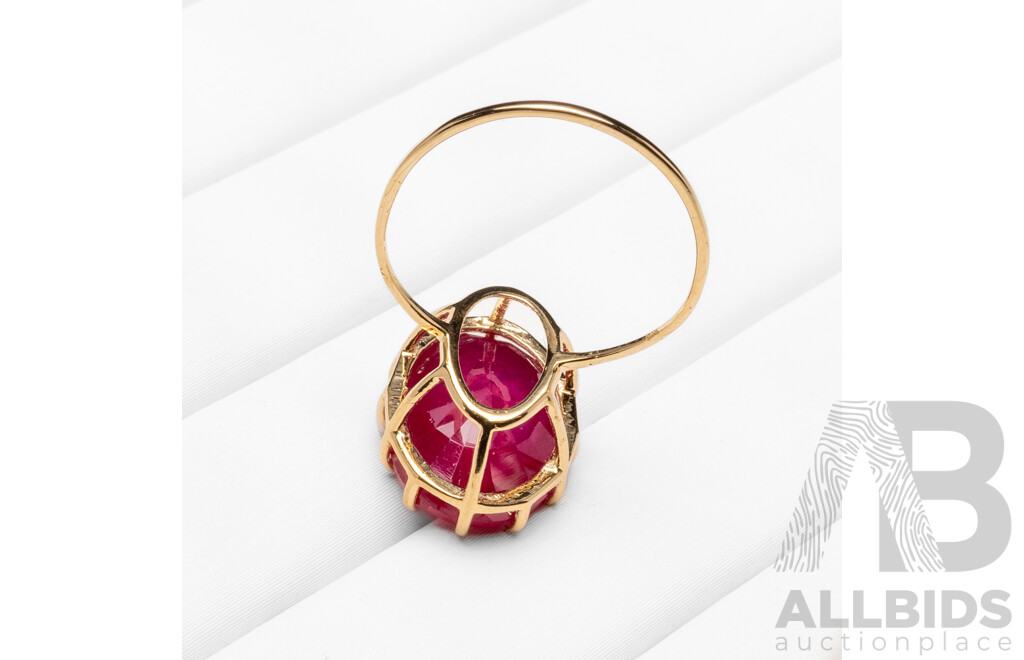 9ct Yellow Gold Natural Ruby Ring with Valuation - Size L.5