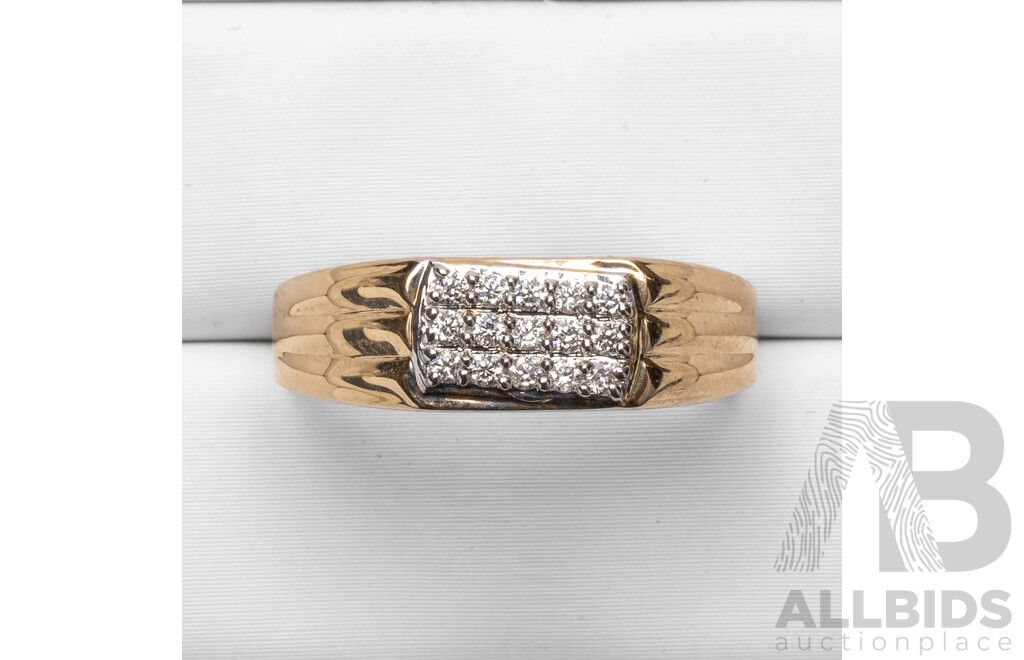 9ct Yellow Gold Natural Diamond Ring with IGI Valuation - Size N.5