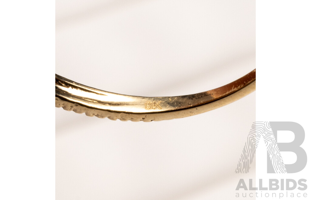 9ct Yellow Gold Natural Amethyst & Diamond Ring with Valuation - Size N.5