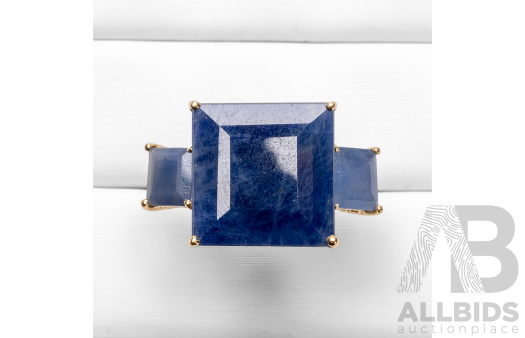 9ct Yellow Gold Natural Sapphire Ring with IGI Valuation - Size N.5