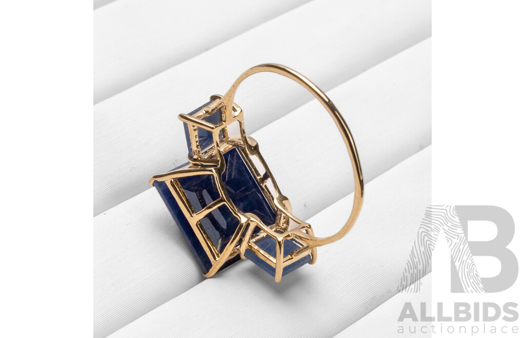 9ct Yellow Gold Natural Sapphire Ring with IGI Valuation - Size N.5