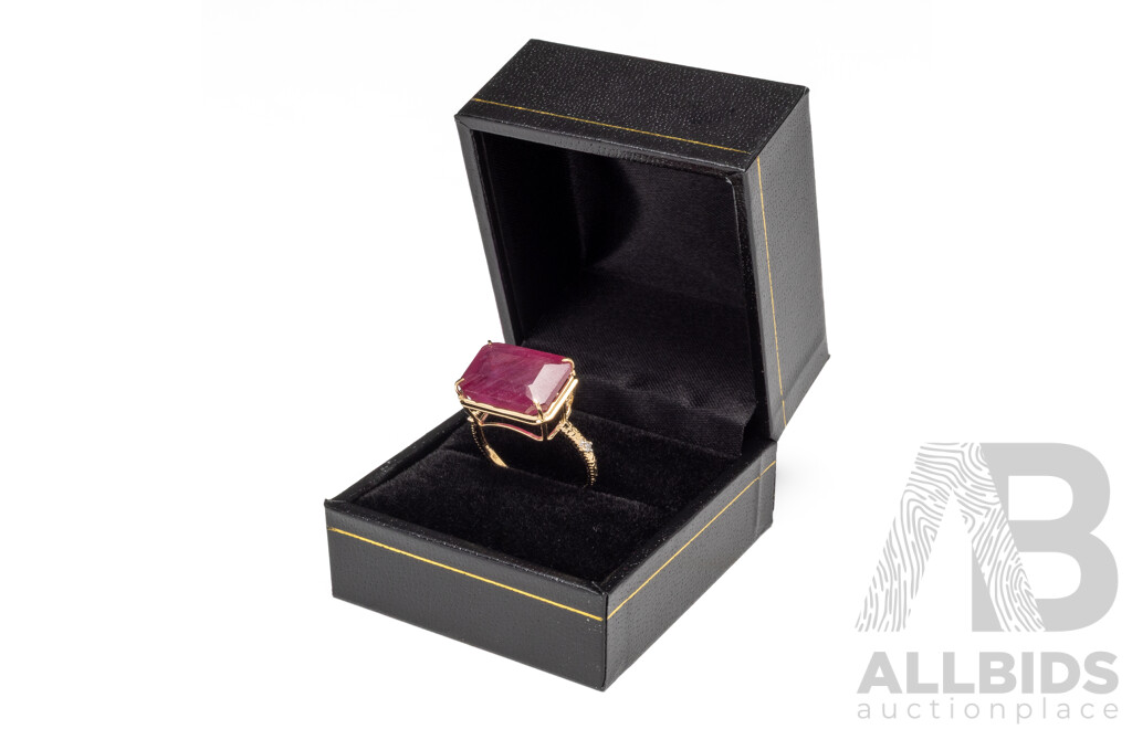 9ct Yellow Gold Natural Ruby & Diamond Ring with Valuation - Size N.5