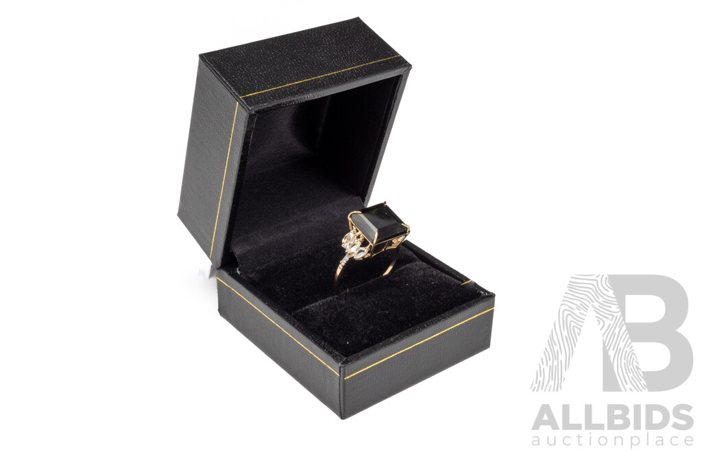 9ct Yellow Gold Natural Tourmaline, Topaz & Diamond Ring with Valuation - Size N