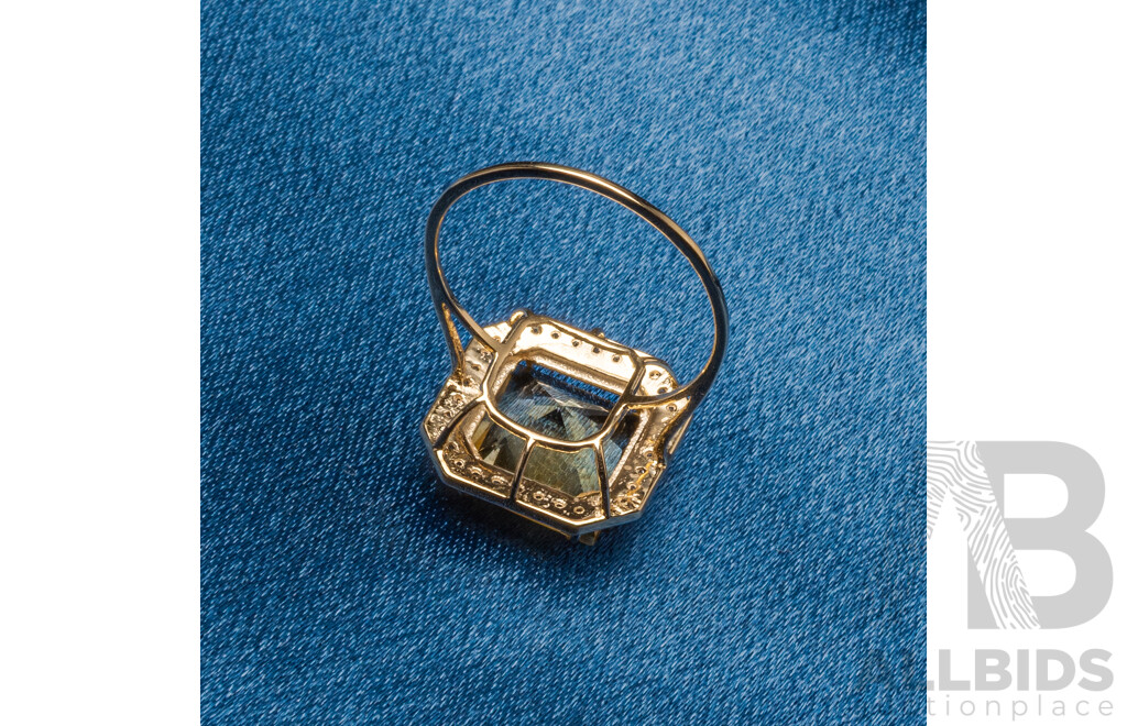 9ct Yellow Gold Natural Citrine & Diamond Ring with Valuation - Size N.5