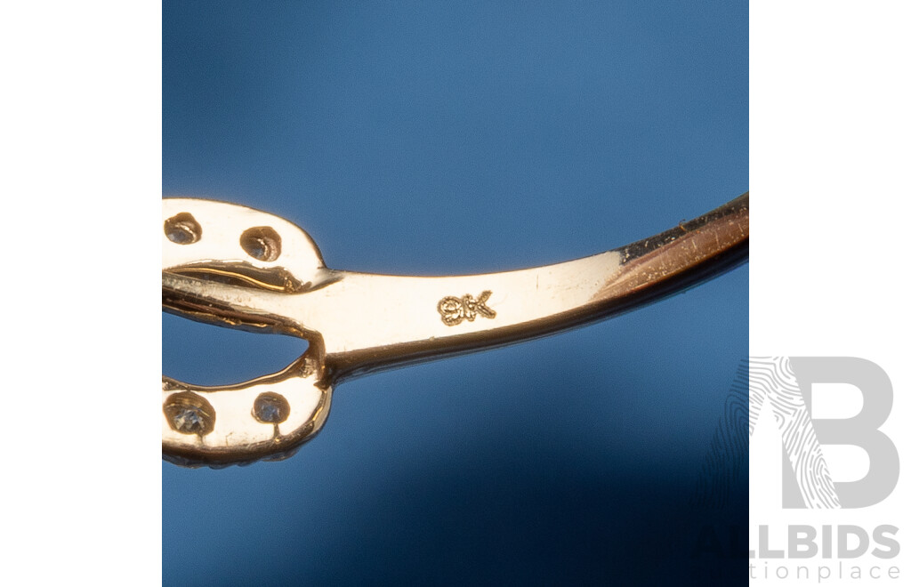 9ct Yellow Gold Natural Citrine & Diamond Ring with Valuation - Size L.5