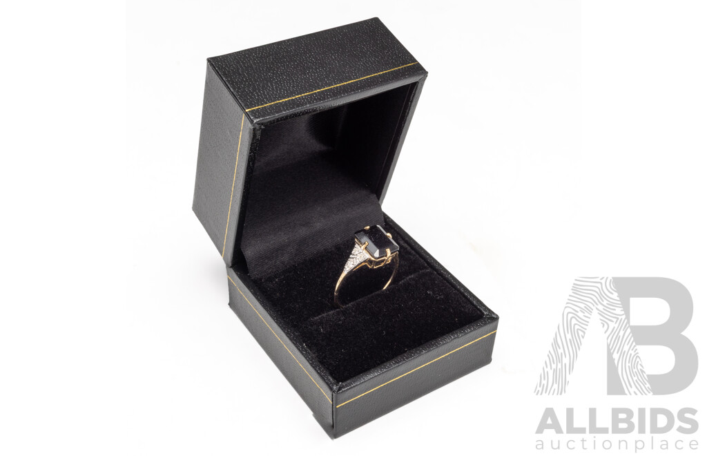 9ct Yellow Gold Natural Tourmaline & Diamond Ring with Valuation - Size L.5