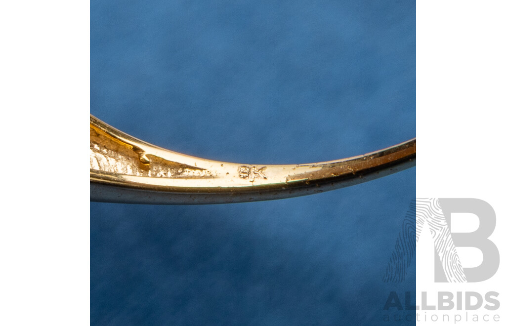 9ct Yellow Gold Natural Ruby / Natural White Topaz & Diamond Ring with Valuation - Size N.5