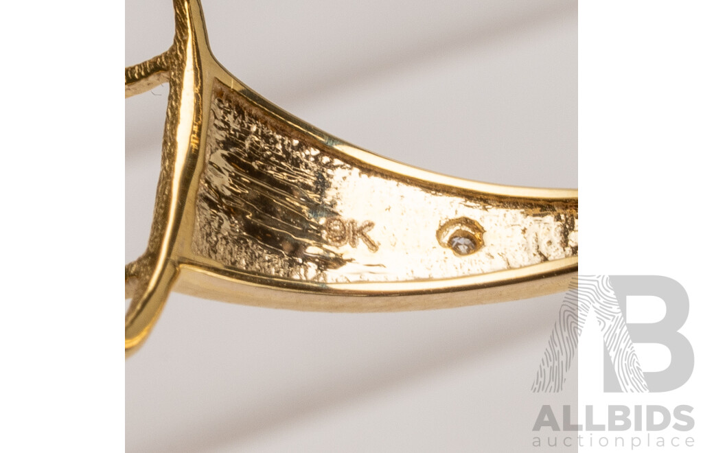 9ct Yellow Gold Natural Emerald & Diamond Ring with Valuation - Size L.5