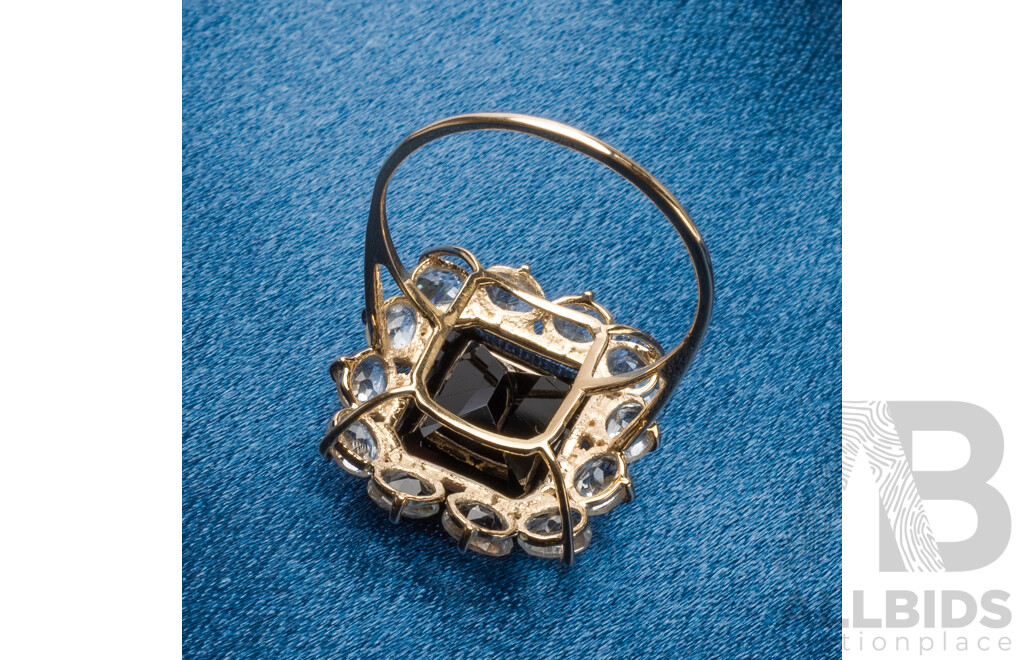 9ct Yellow Gold Natural Tourmaline / Natural White Topaz Ring with Valuation - Size N.5
