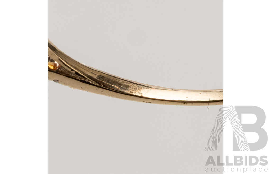 9ct Yellow Gold Natural Ruby & Diamond Ring with Valuation - Size N.5