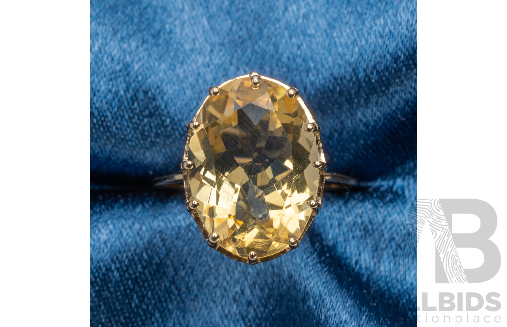 9ct Yellow Gold Natural Citrine Ring with Valuation - Size L.5