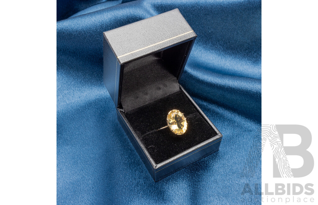 9ct Yellow Gold Natural Citrine Ring with Valuation - Size L.5