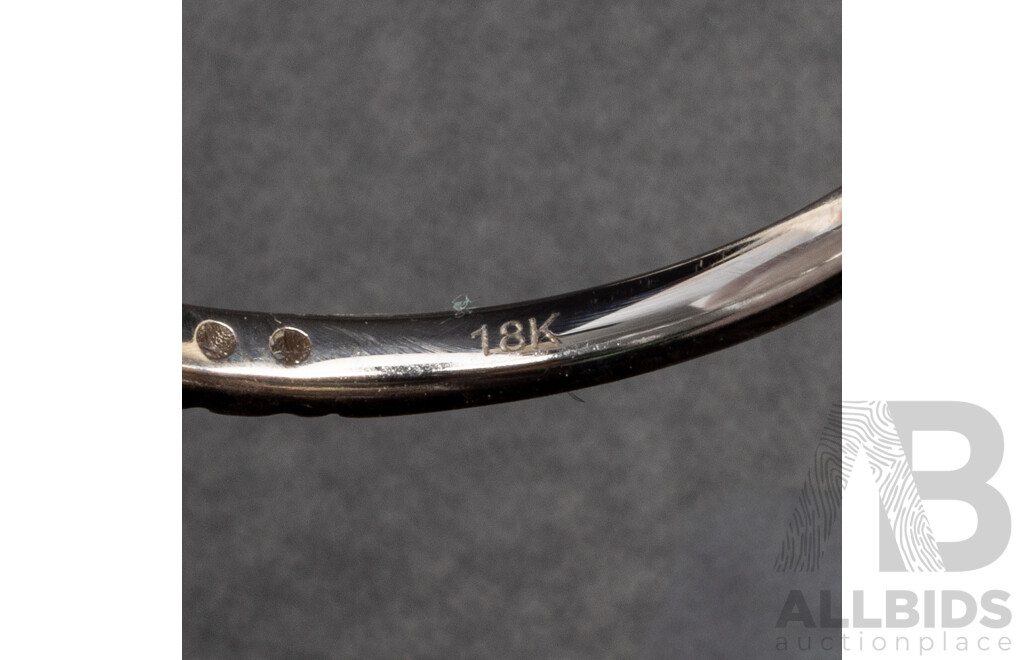 18K White Gold Natural Diamond Pear Ring and Diamond Wedder Bridal Set - Size R