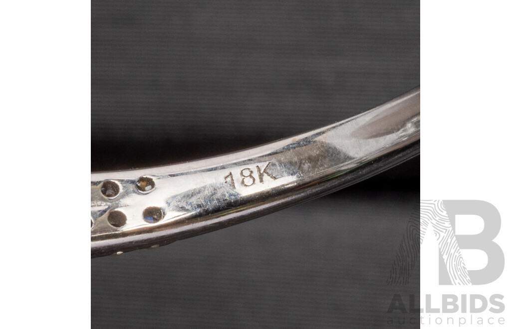 18K White Gold Natural Diamond Pear Ring and Diamond Wedder Bridal Set - Size R