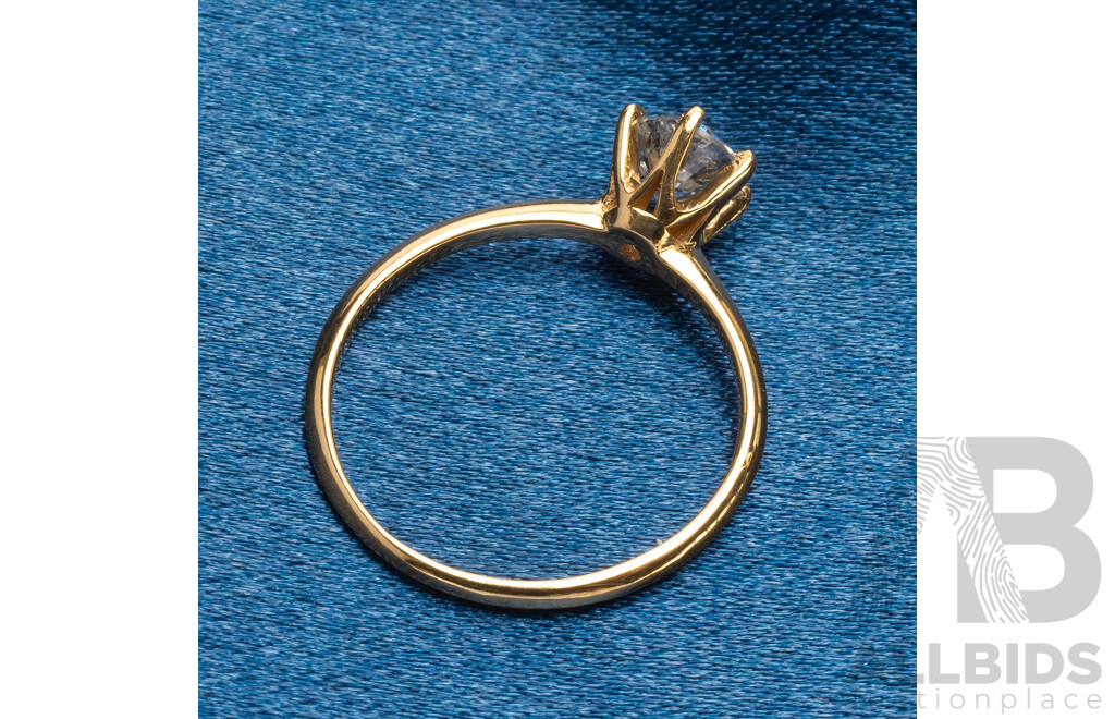 18ct Yellow Gold Natural 0.78ct Diamond Engagement Solitaire Ring - Size N.5