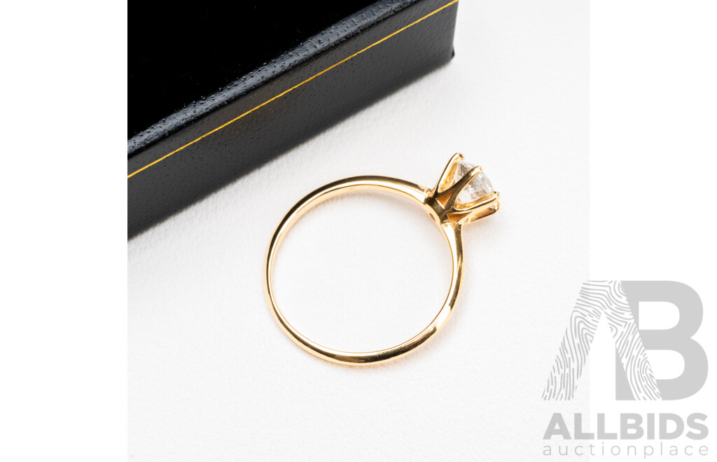 18ct Yellow Gold Natural 0.78ct Diamond Engagement Solitaire Ring - Size N.5