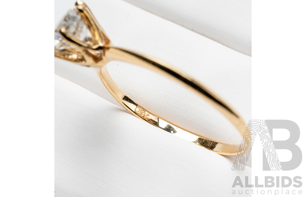 18ct Yellow Gold Natural 0.78ct Diamond Engagement Solitaire Ring - Size N.5