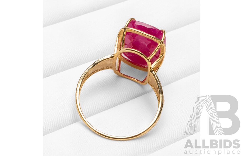 9ct Yellow Gold Natural Ruby & Diamond Ring with Valuation - Size L.5