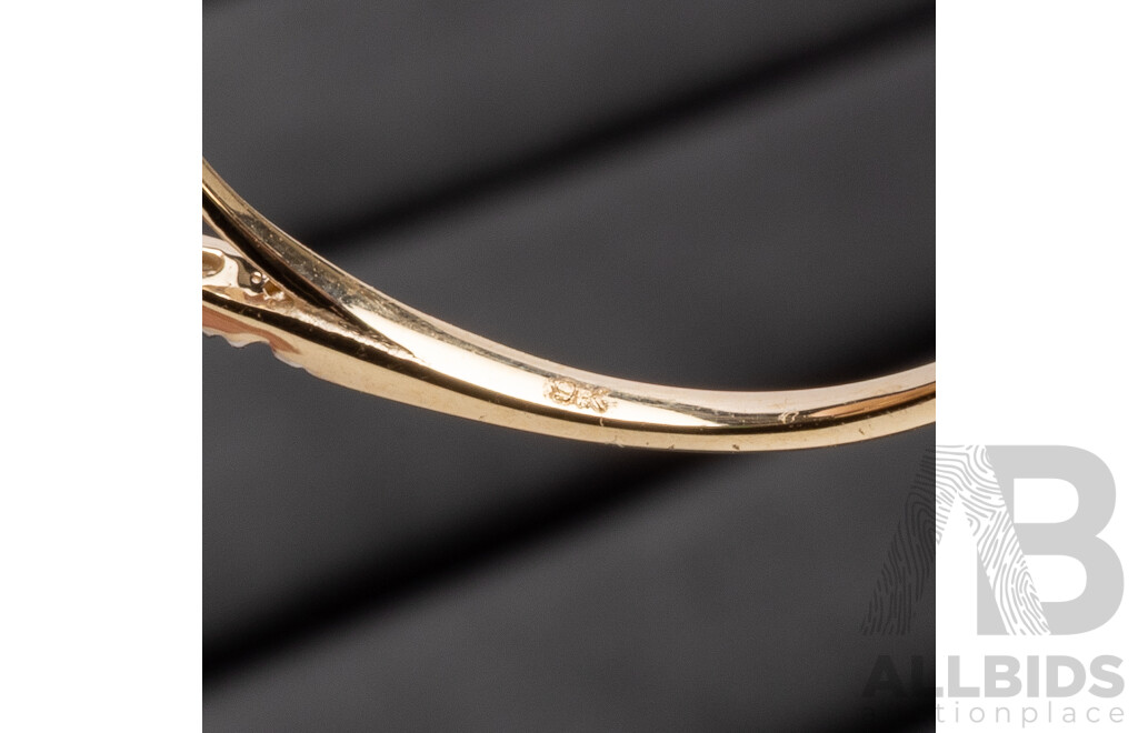 9ct Yellow Gold Natural Emerald & Diamond Ring with Valuation - Size N.5