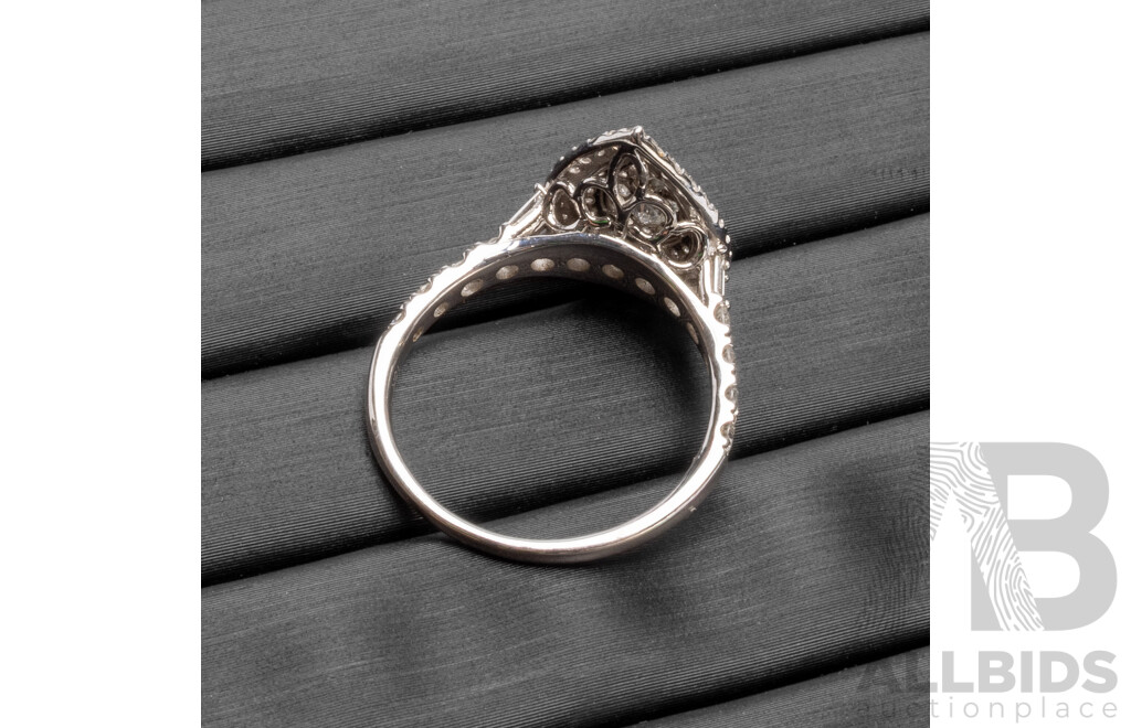 18ct White Gold Pear Ring with 1ct of Natural Diamonds - Size P