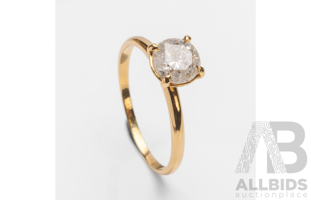 18ct Yellow Gold Natural 0.78ct Diamond Engagement Solitaire Ring - Size L.5