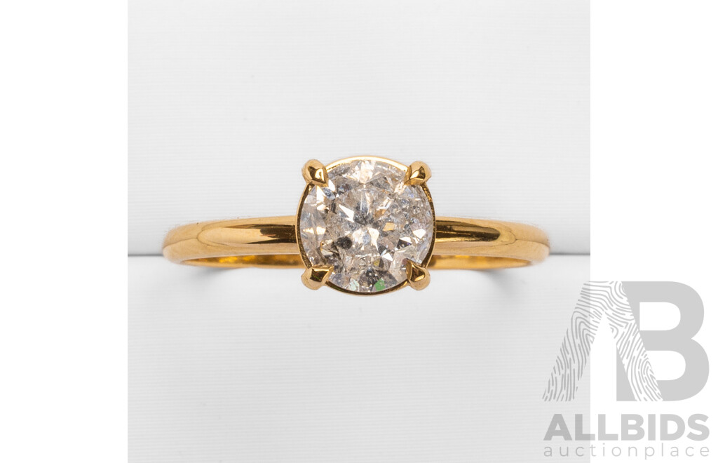 18ct Yellow Gold Natural 0.78ct Diamond Engagement Solitaire Ring - Size L.5