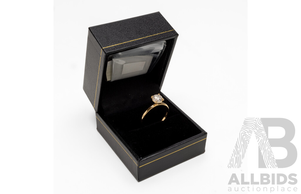 18ct Yellow Gold Natural 0.78ct Diamond Engagement Solitaire Ring - Size L.5