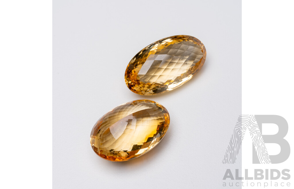 165cts of Natural Citrine Pair – 2 Large Gemstones (80ct+ Each)