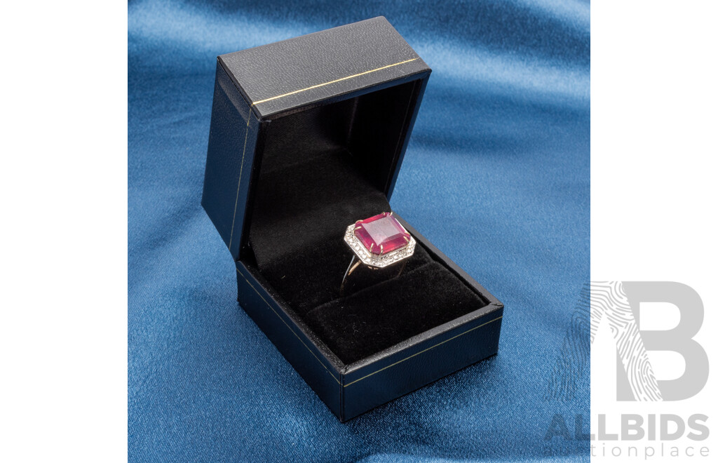 9ct Yellow Gold Natural Ruby & Diamond Ring with Valuation - Size N.5