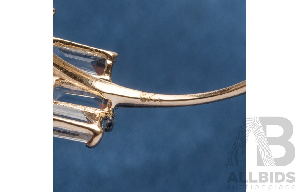 9ct Yellow Gold Natural Citrine, White Topaz & Diamond Ring with Valuation - Size L.5