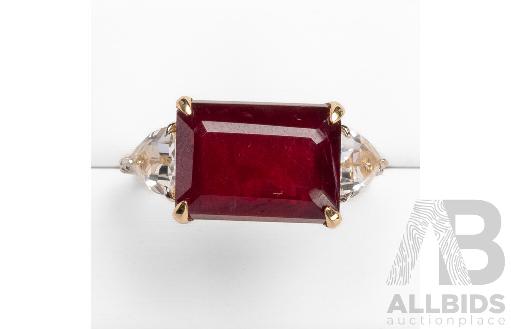 9ct Yellow Gold Natural Ruby & Diamond Ring with Valuation - Size O