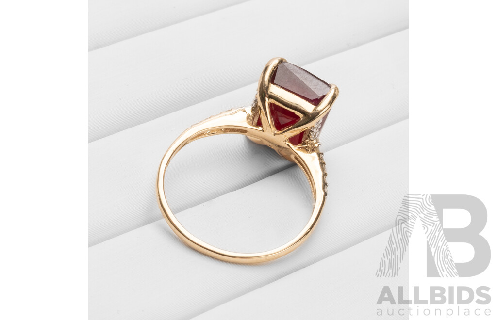 9ct Yellow Gold Natural Ruby & Diamond Ring with Valuation - Size N