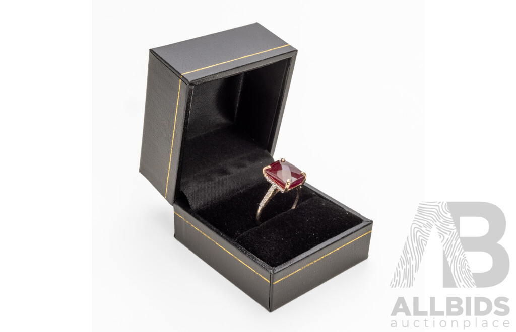 9ct Yellow Gold Natural Ruby & Diamond Ring with Valuation - Size N