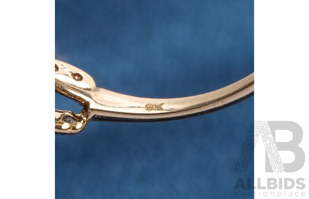 9ct Yellow Gold Natural Emerald & Diamond Ring with Valuation - Size L.5