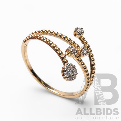 9ct Yellow Gold Natural Diamond Ring with IGI Valuation - Size N.5