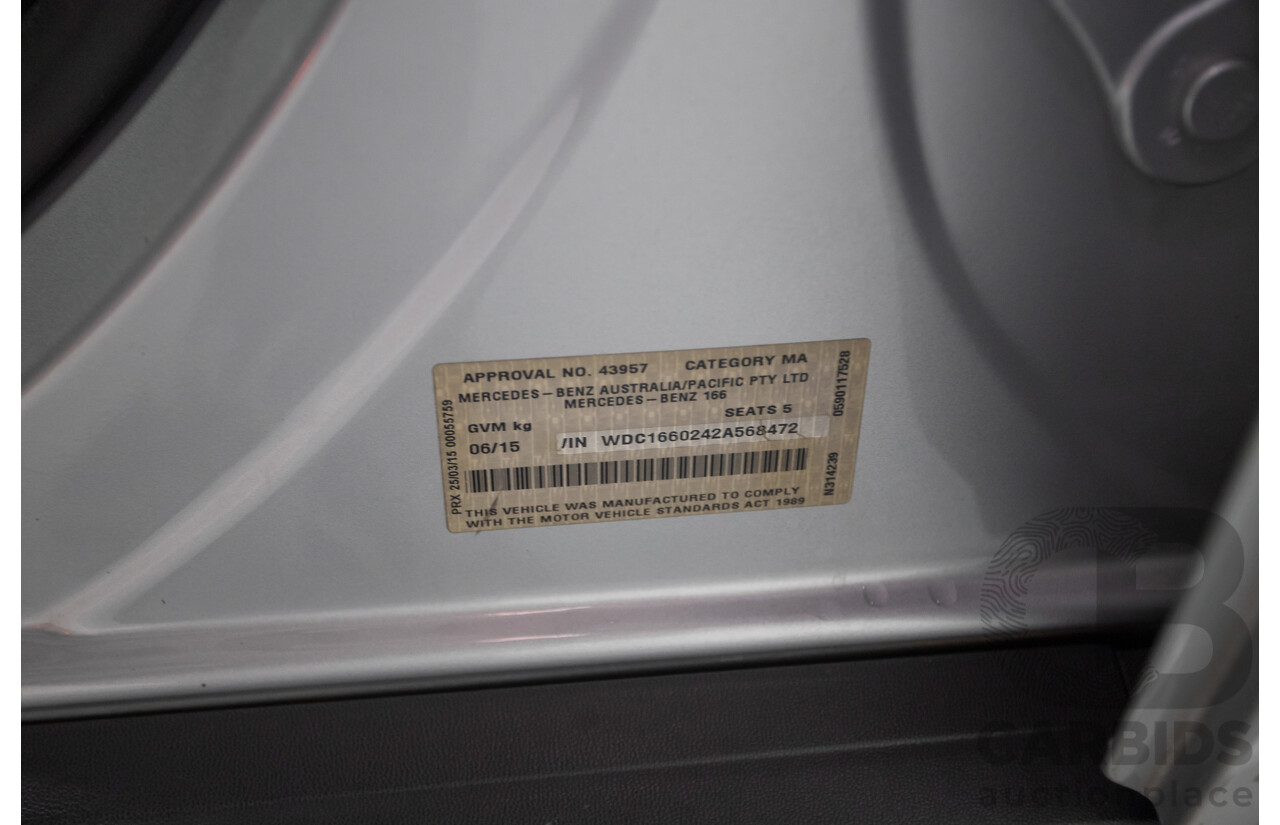 6/2015 Mercedes-Benz ML 350CDI Bluetec (4x4) 166 MY14 4d Wagon Iridium Silver Metallic Turbo Diesel V6 3.0L