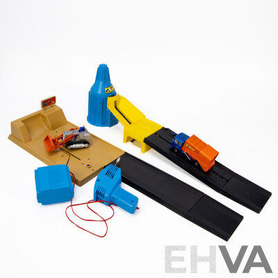 Vintage Matchbox Big Mx Quarry Site and Traxcavator, Incinerator Site and Refuse Truck, Power Activator - All with Original Boxes