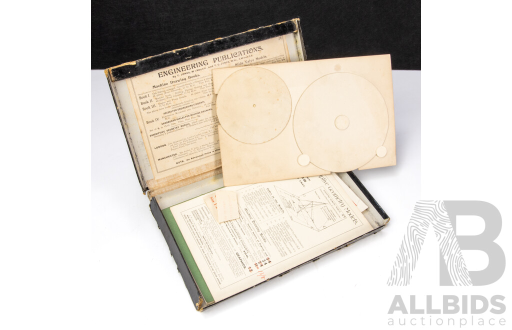 Antique Engineering Publications Functioning Cardboard Model of Otto Horizontal Gas Engine for Engineering Students, Circa 1909