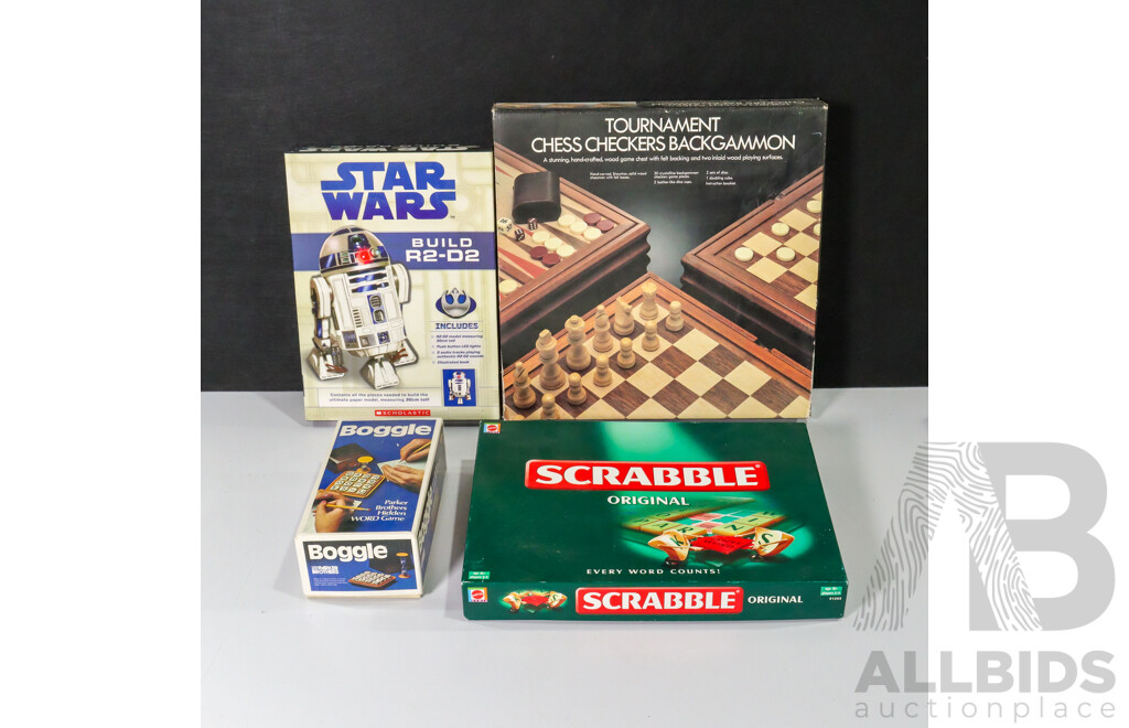 Scholastic Star Wars R2-D2 Model, Board Games Including Boggle, Scrabble, Tournament Chess, Checkers, Backgammon