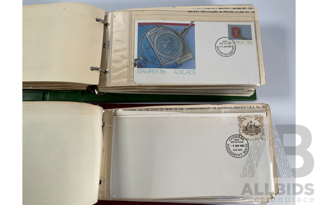 Two Albums of Australian First Day Covers, Mostly Consecutive 26th January 1983 to 28th September 1988