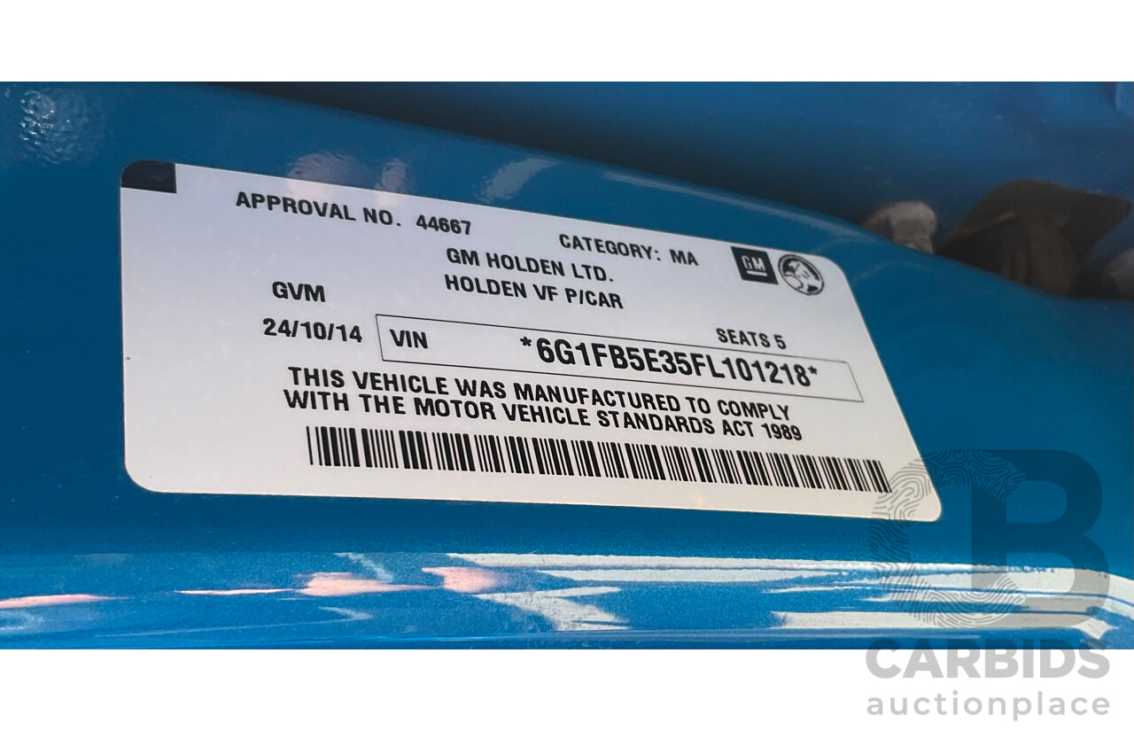10/2014 Holden Commodore SV6 VF MY15 4d Sedan Perfect Blue V6 3.6L