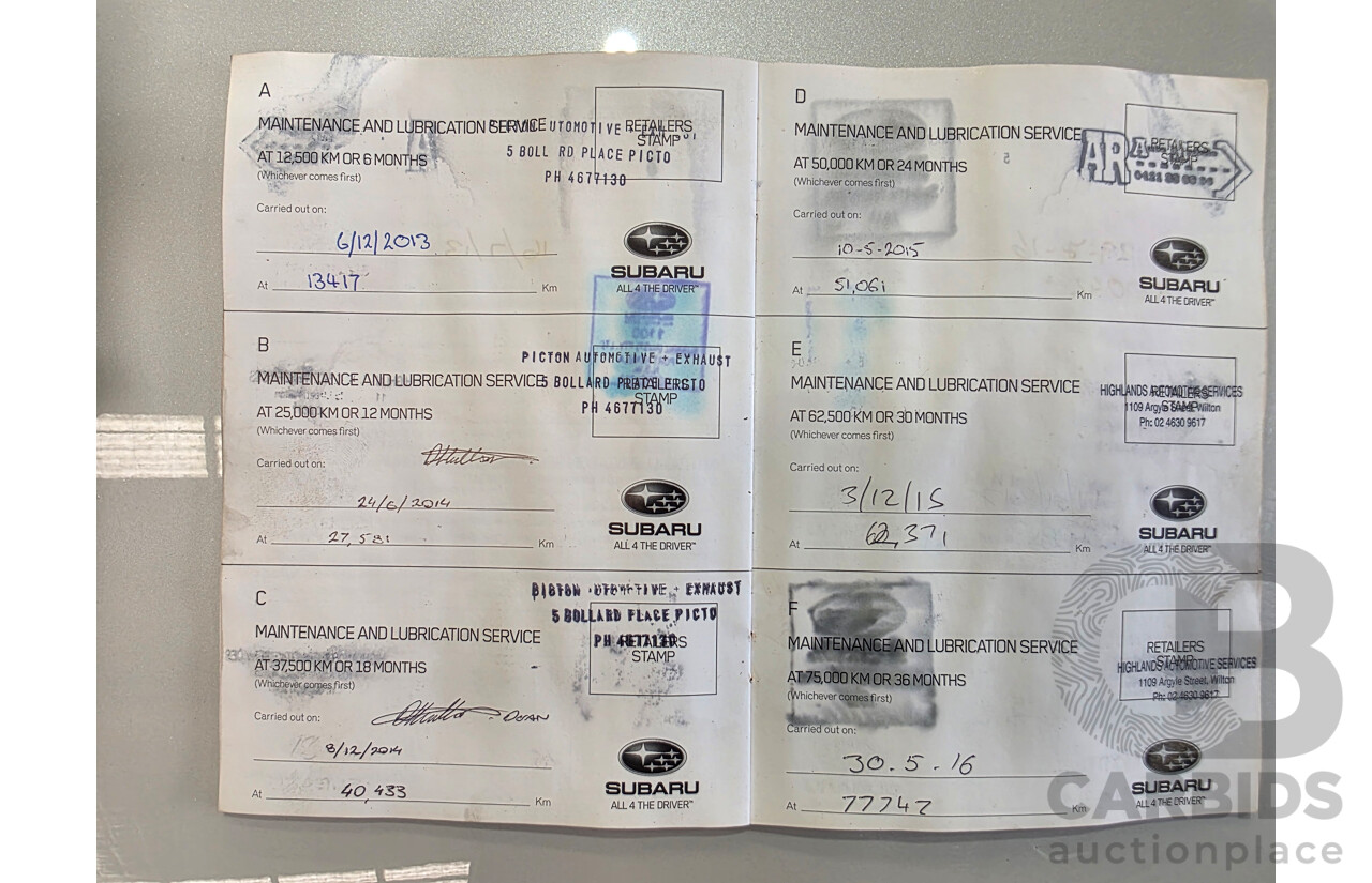 7/2013 Subaru Impreza 2.0i (AWD) MY14 4d Sedan White 2.0L