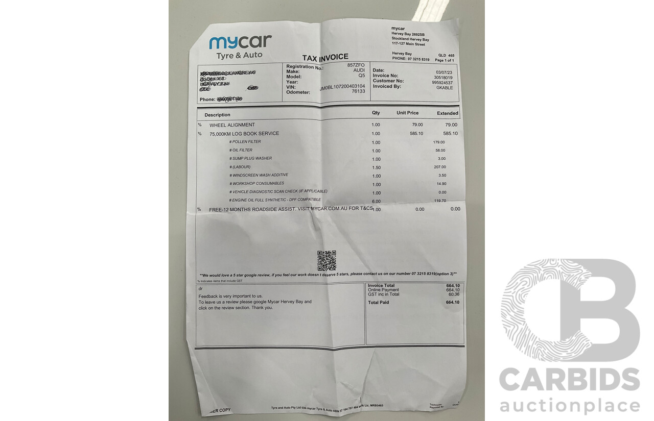 06/2019 Audi Q5 40 TDI Quattro Design (AWD) FY MY19 4d Wagon Brilliant Black Turbo Diesel 2.0L