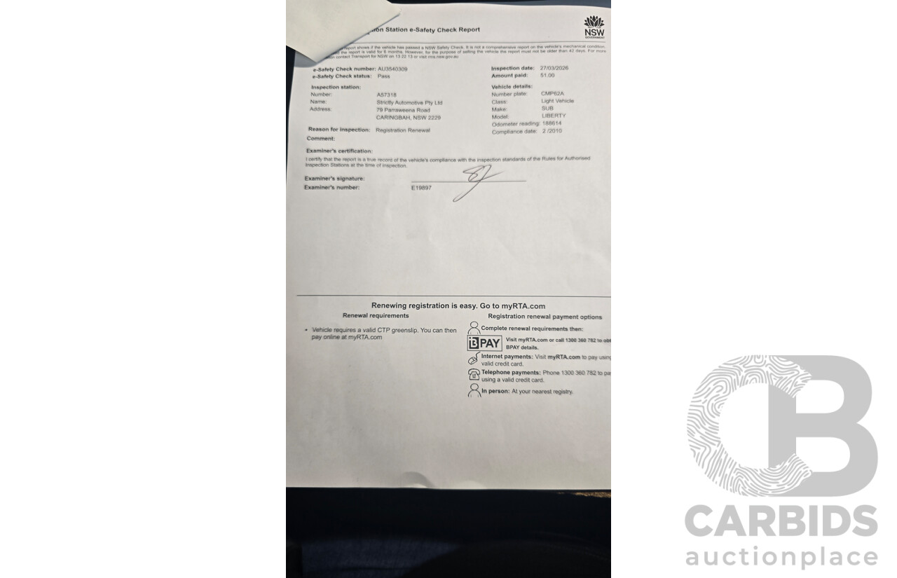 2/2010 Subaru Liberty 2.5i Sports MY10 4d Wagon Grey 2.5L