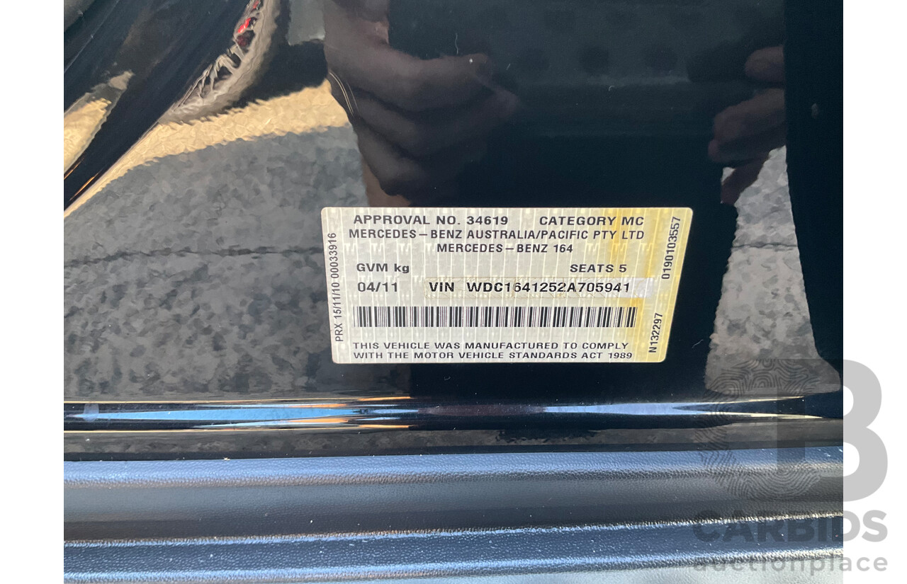 4/2011 Mercedes-Benz ML 350 CDI (4x4) 164 MY11 4d Wagon Black Obsidian Metallic Turbo Diesel V6 3.0L