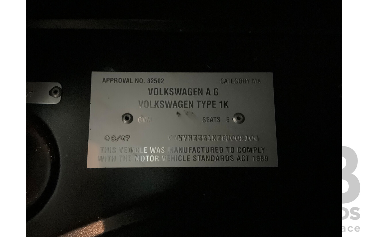 09/2007 Volkswagen Golf GTi (FWD) 1K MY08 Upgrade 5d Hatchback Black Magic Pearl Turbo 2.0L