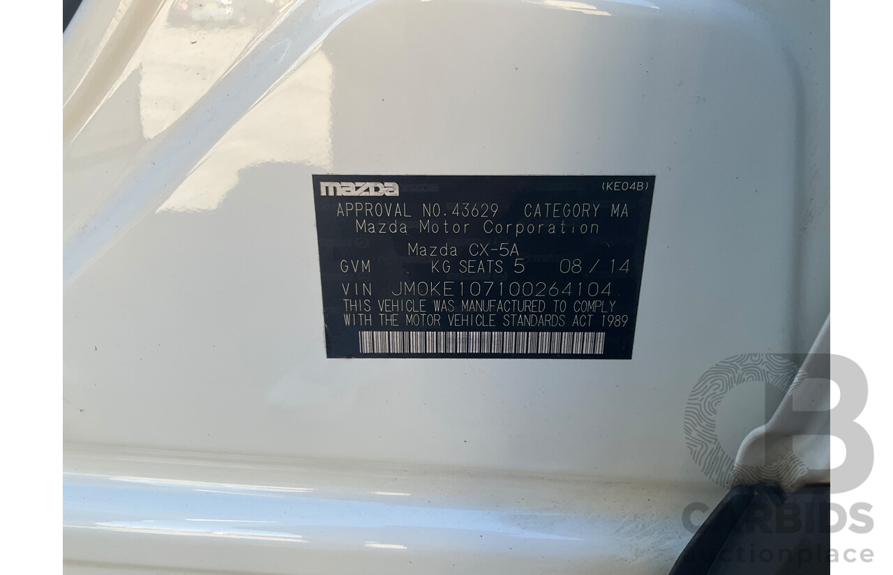 8/2014 Mazda CX-5 Maxx (4x2) MY13 Upgrade 4d Wagon Crystal White Pearl 2.0L