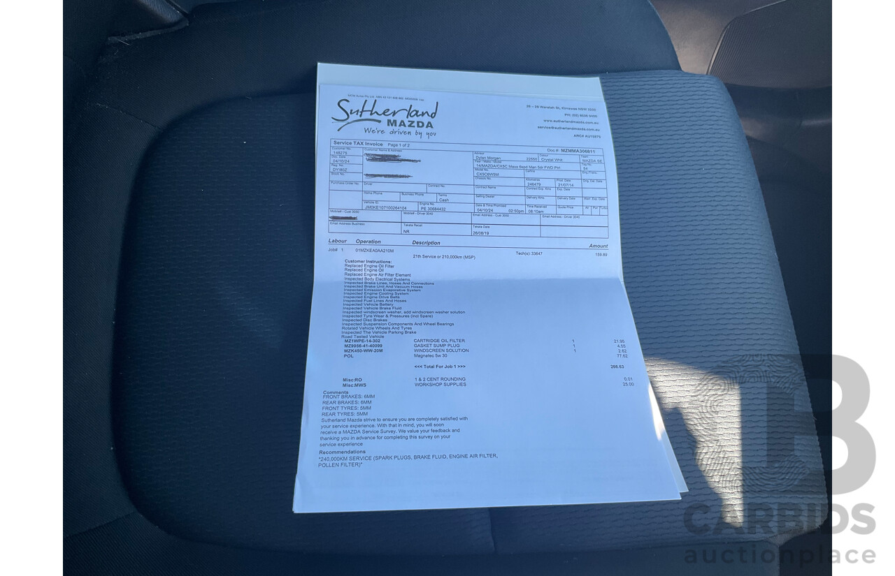 8/2014 Mazda CX-5 Maxx (4x2) MY13 Upgrade 4d Wagon Crystal White Pearl 2.0L